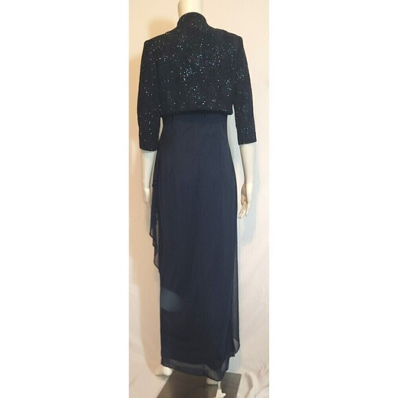 Alex Evenings Navy Blue Draped Column Gown With Bolero Jacket Size 6P - Picture 5 of 16